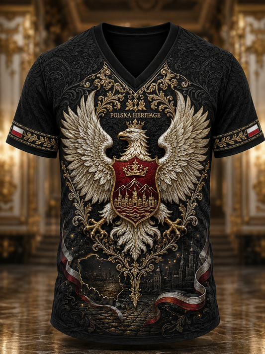 Camiseta de cuello en V para hombre de Polonia