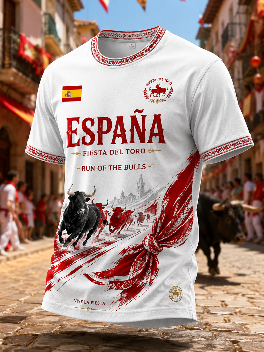 Camiseta de hombre de manga corta con estampado gráfico de la corrida de los toros