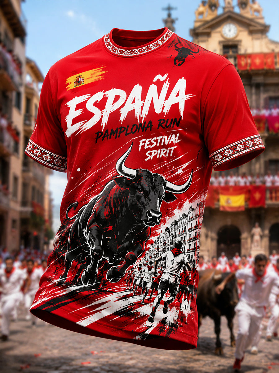 Camiseta de hombre de manga corta con estampado gráfico de la corrida de los toros