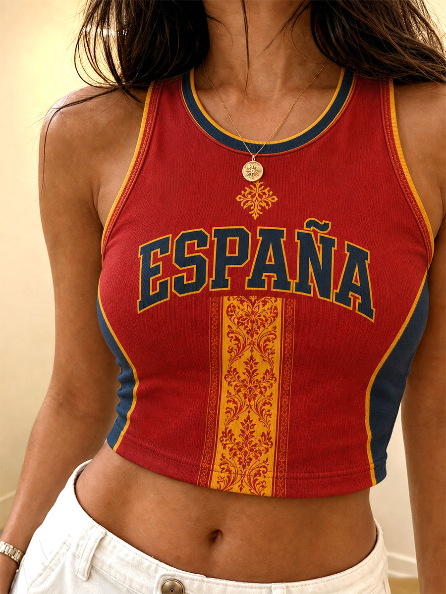 Chaleco informal con estampado de España para mujer