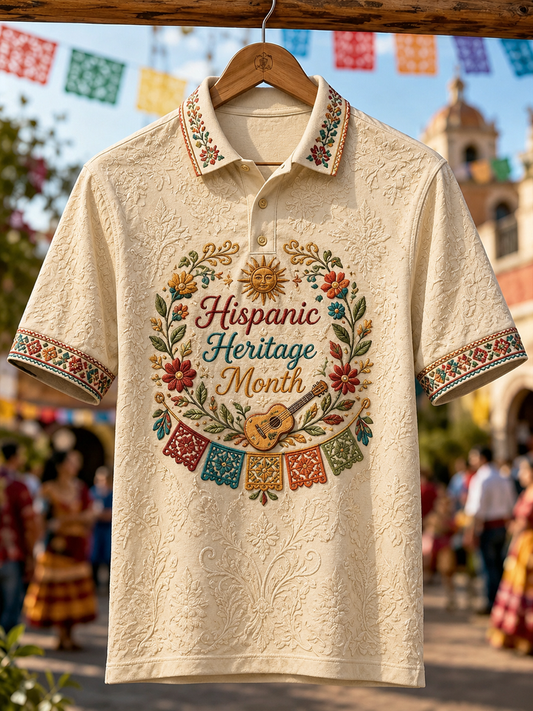 Polo con estampado del Mes de la Herencia Hispana para hombre