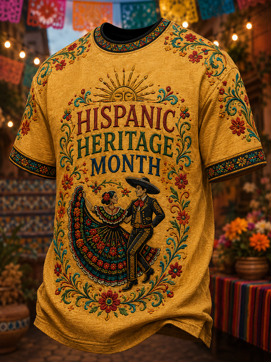 Mes de la Herencia Hispana de los hombres Impreso camiseta de manga corta
