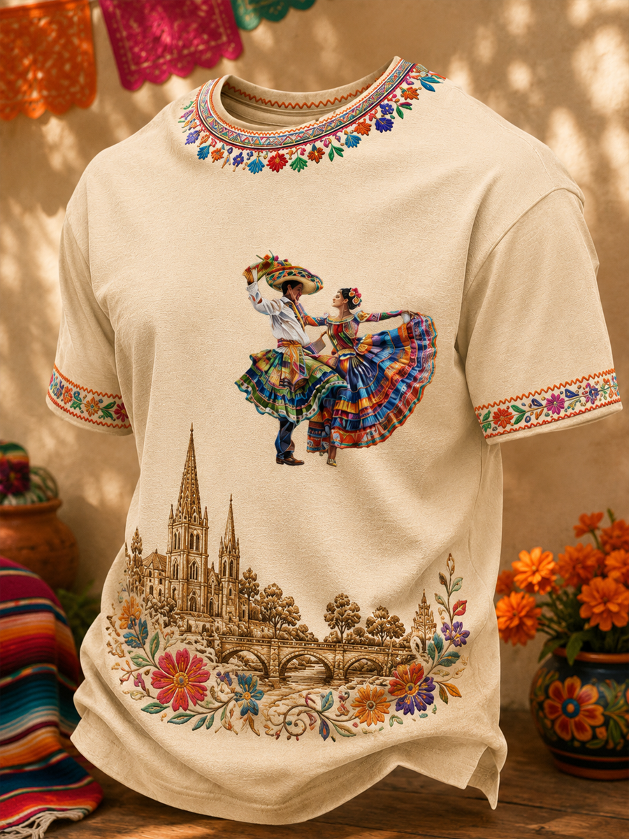 Camiseta de manga corta estampada para el Mes de la Herencia Hispana masculina