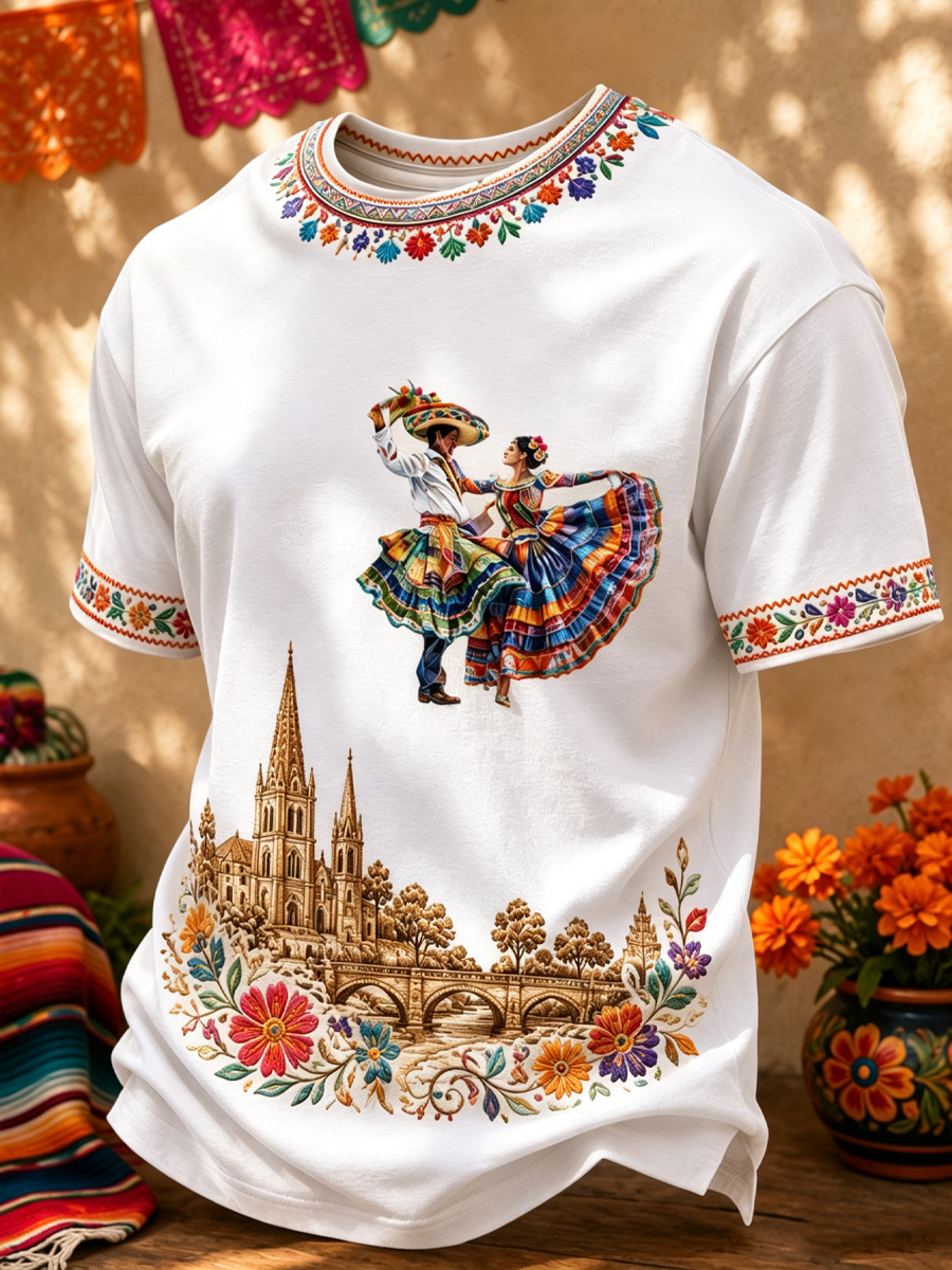 Camiseta de manga corta estampada para el Mes de la Herencia Hispana masculina