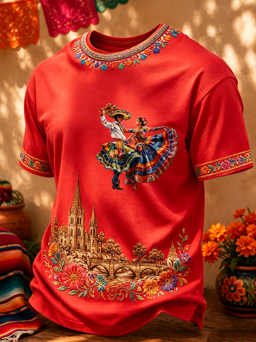 Camiseta de manga corta estampada para el Mes de la Herencia Hispana masculina