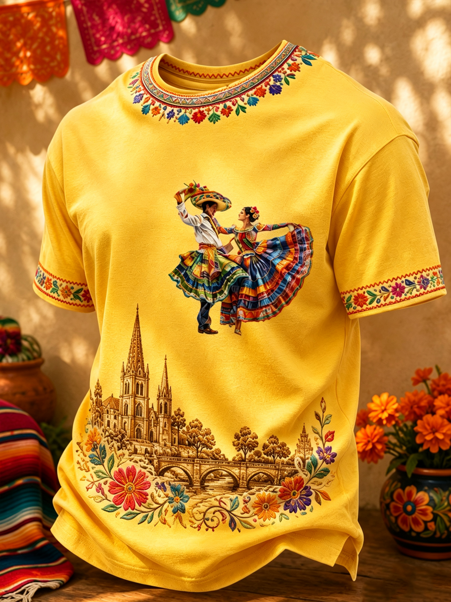 Camiseta de manga corta estampada para el Mes de la Herencia Hispana masculina