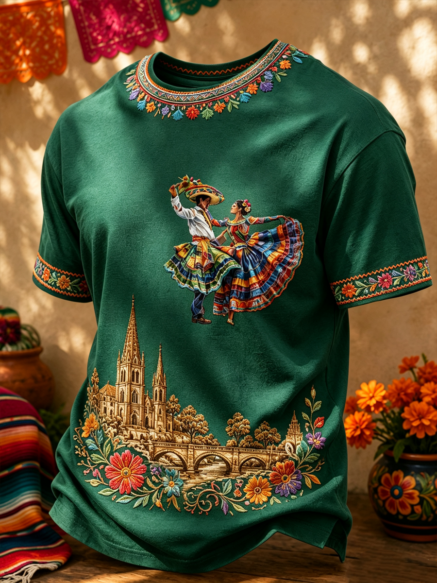 Camiseta de manga corta estampada para el Mes de la Herencia Hispana masculina
