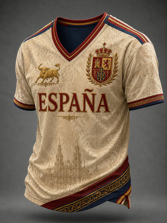 Camiseta de hombre de España con cuello en V