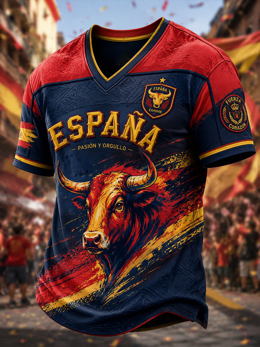 Camiseta de hombre de España con cuello en V