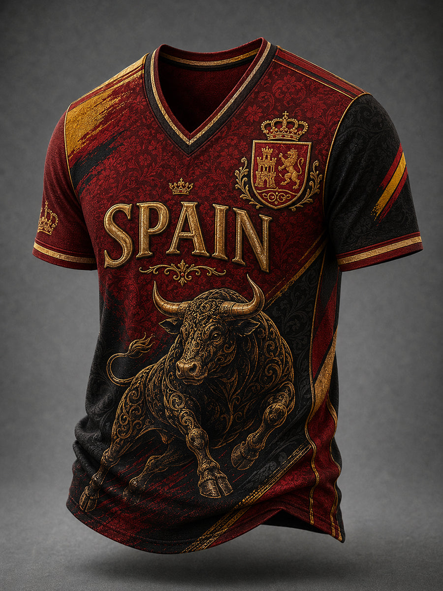 Camiseta de hombre de España con cuello en V