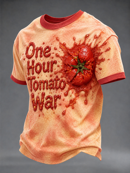 Camiseta de manga corta para hombre con diseño de La Tomatina en España