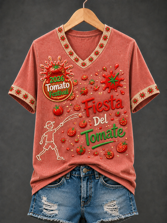 Camiseta manga corta La Tomatina In Spain para mujer