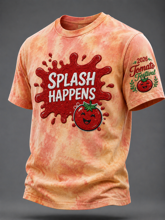 Camiseta de manga corta para hombre con diseño de La Tomatina en España