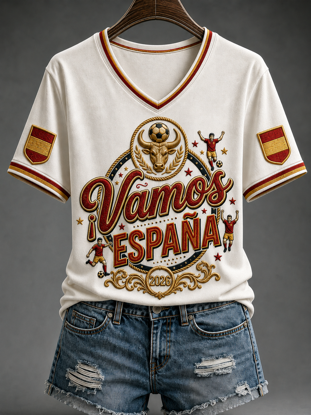 Camiseta de manga corta para mujer de fútbol español