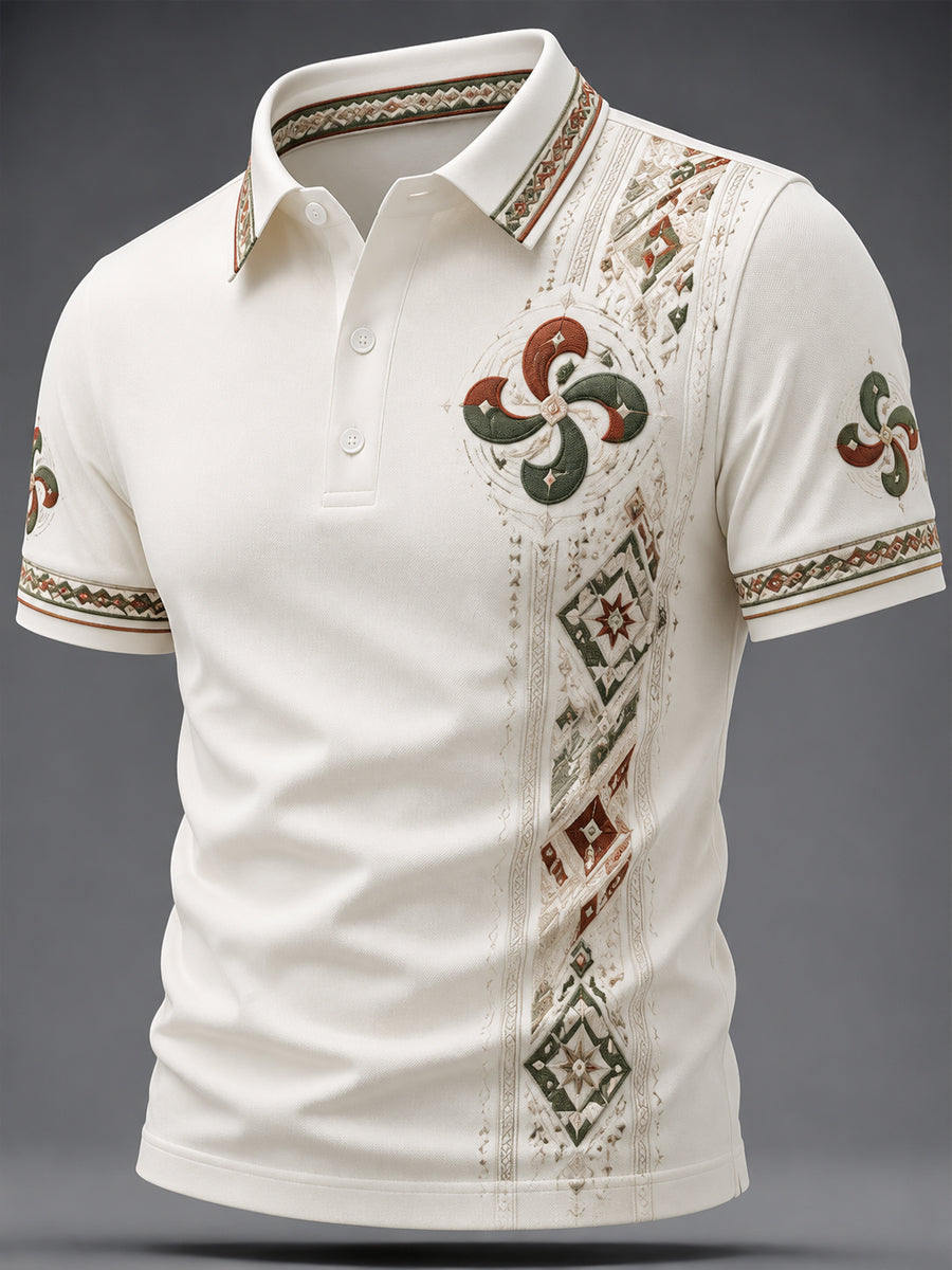 Camisa casual estampada de estilo vasco para hombre