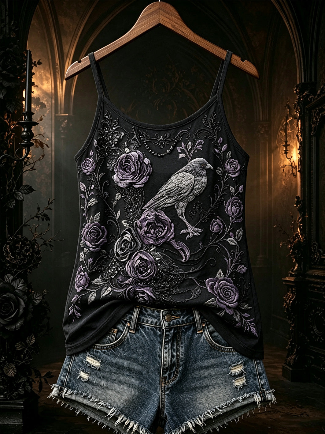 Chaleco casual estampado patrón gótico de las mujeres