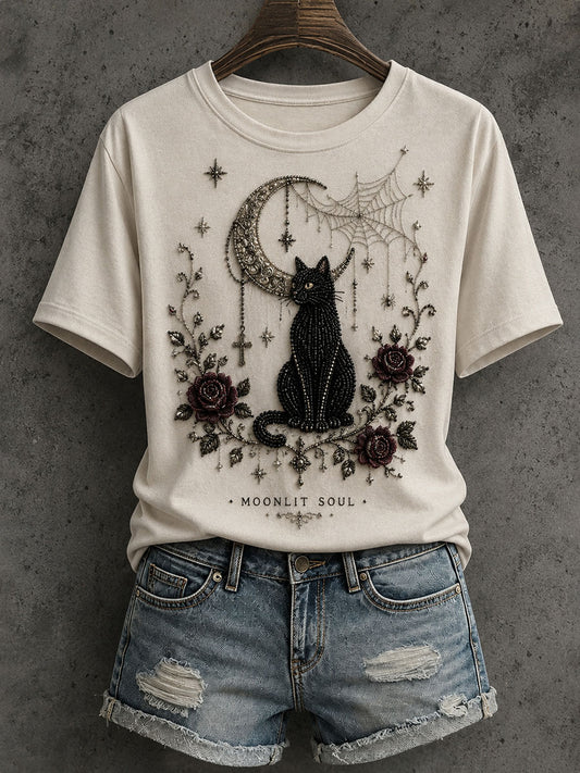 Camiseta Gothic Black Cat para mujer