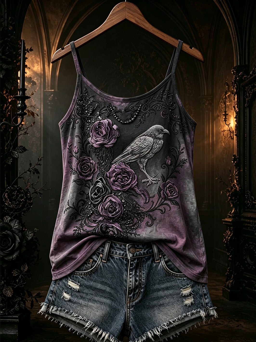 Chaleco informal estampado de estilo gótico para mujer