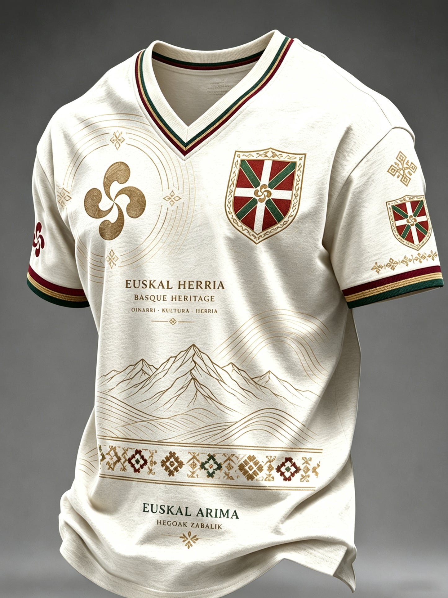 Camiseta casual con estampado de arte de elemento cultural vasco español para hombre