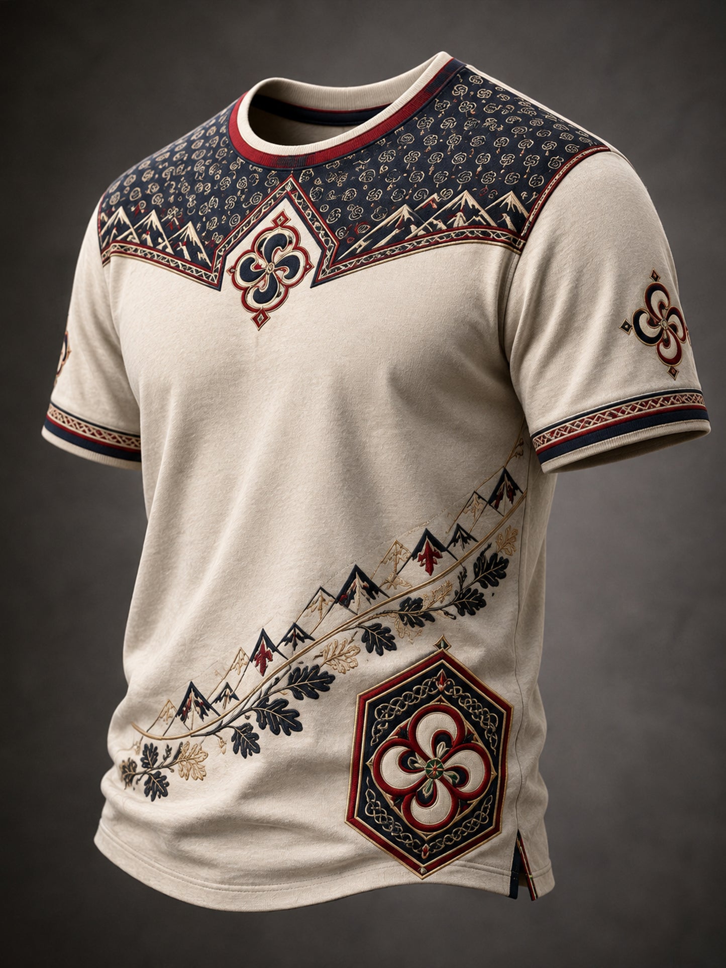 Camiseta casual con estampado artístico de inspiración cultural vasca española para hombre