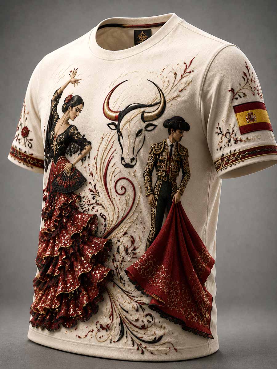 Camiseta vintage para hombre con estampado de diseño español