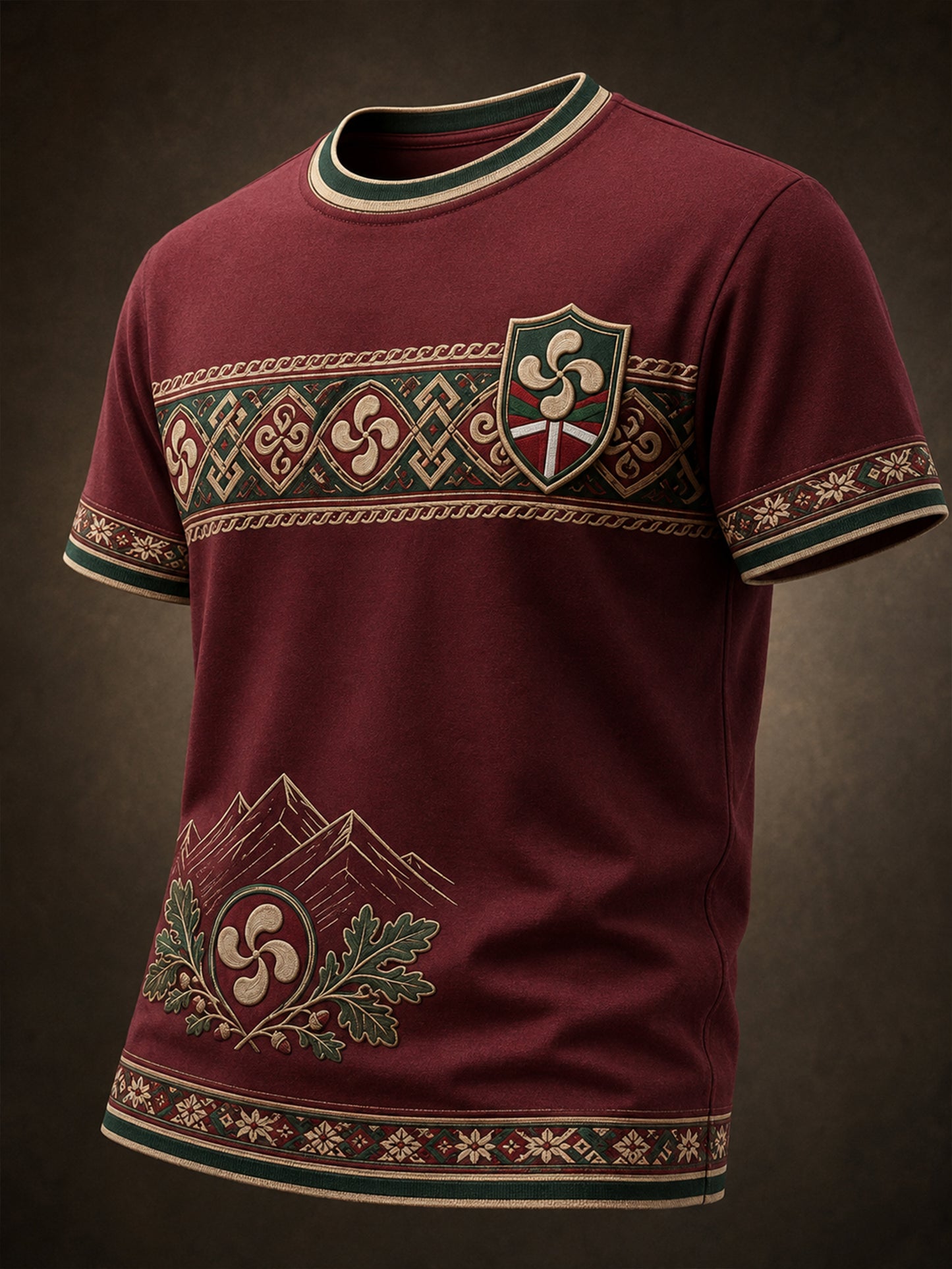 Camiseta casual con estampado artístico de inspiración cultural vasca española para hombre