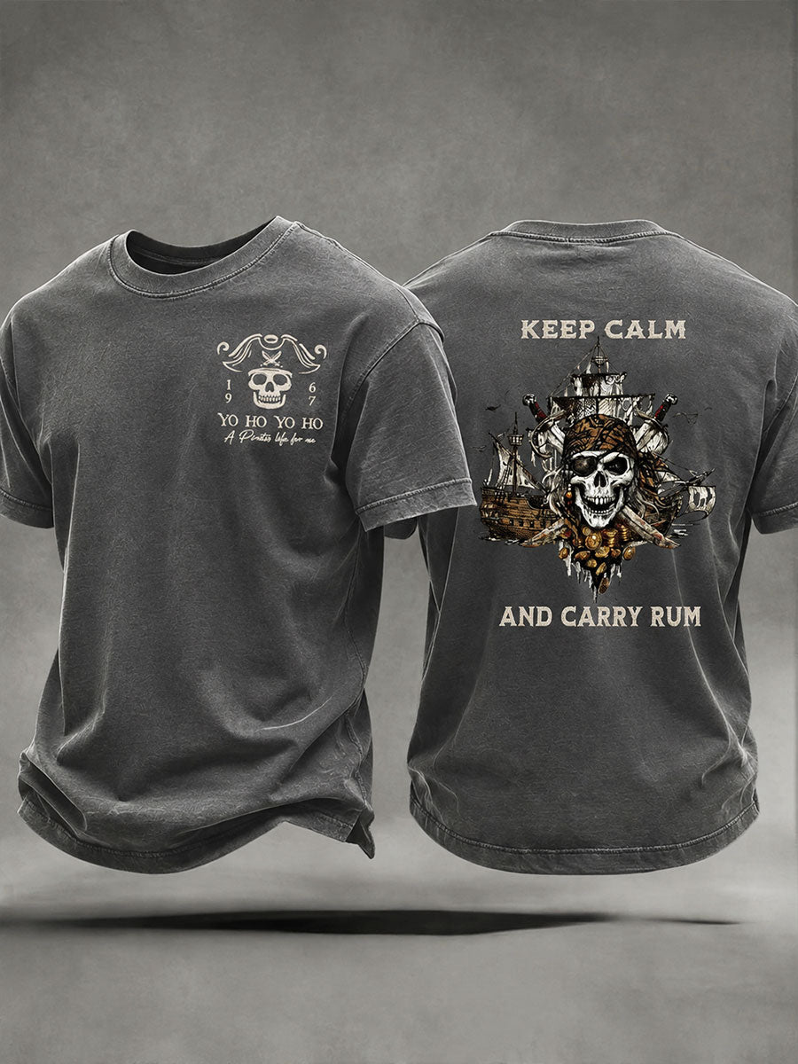 Camiseta casual de los hombres "Keep Calm And Carry Rum" Fun Pirate Rum