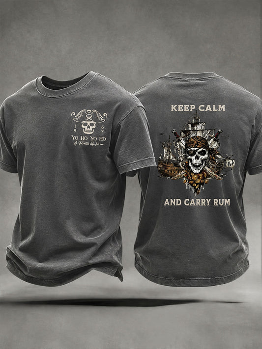 Camiseta casual de los hombres "Keep Calm And Carry Rum" Fun Pirate Rum