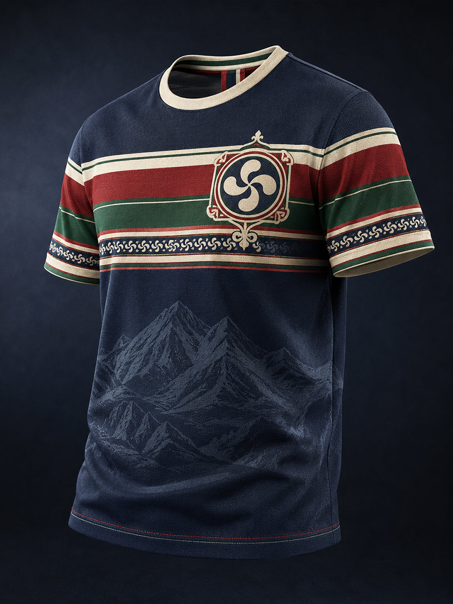 Camiseta con estampado de arte vasco español para hombre