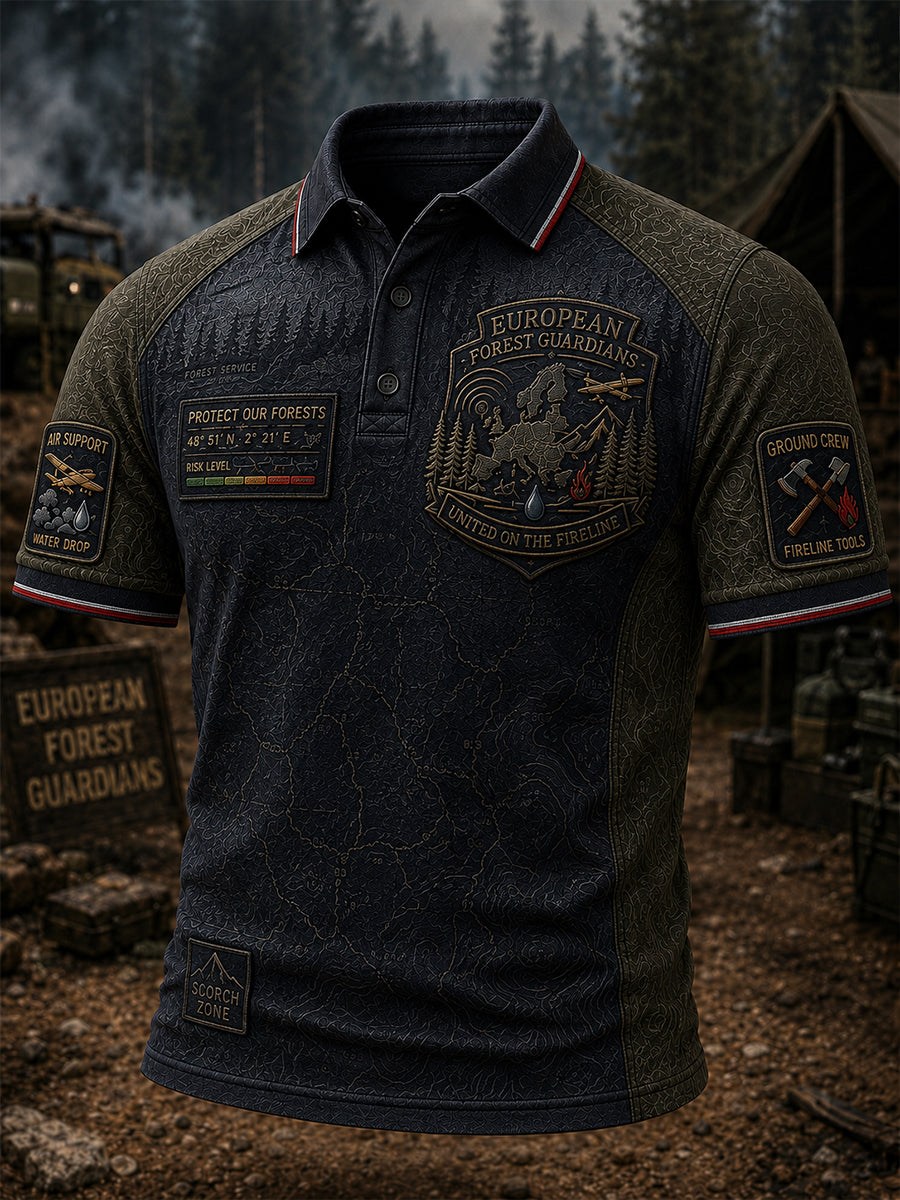 Camisa de manga corta para hombre con diseño de incendios forestales europeos