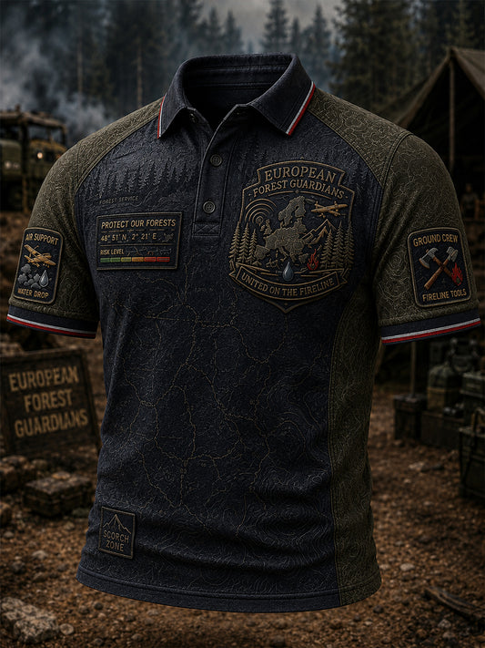 Camisa de manga corta para hombre con diseño de incendios forestales europeos