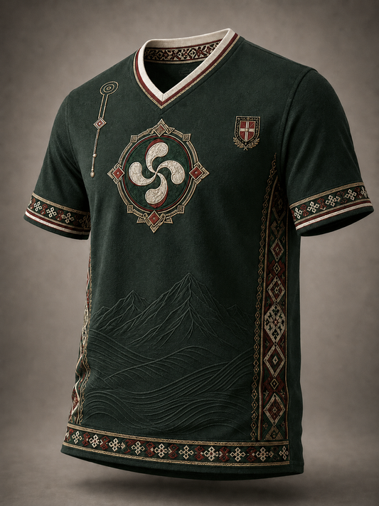 Camiseta vasca de cuello en V para hombre