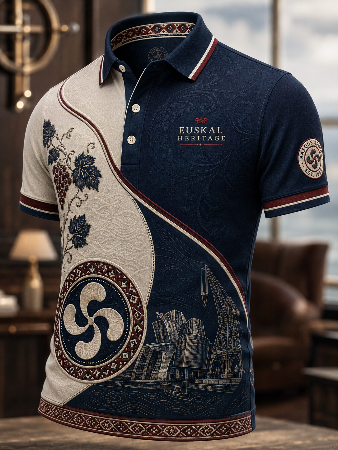 Camisa de manga corta vasca para hombre