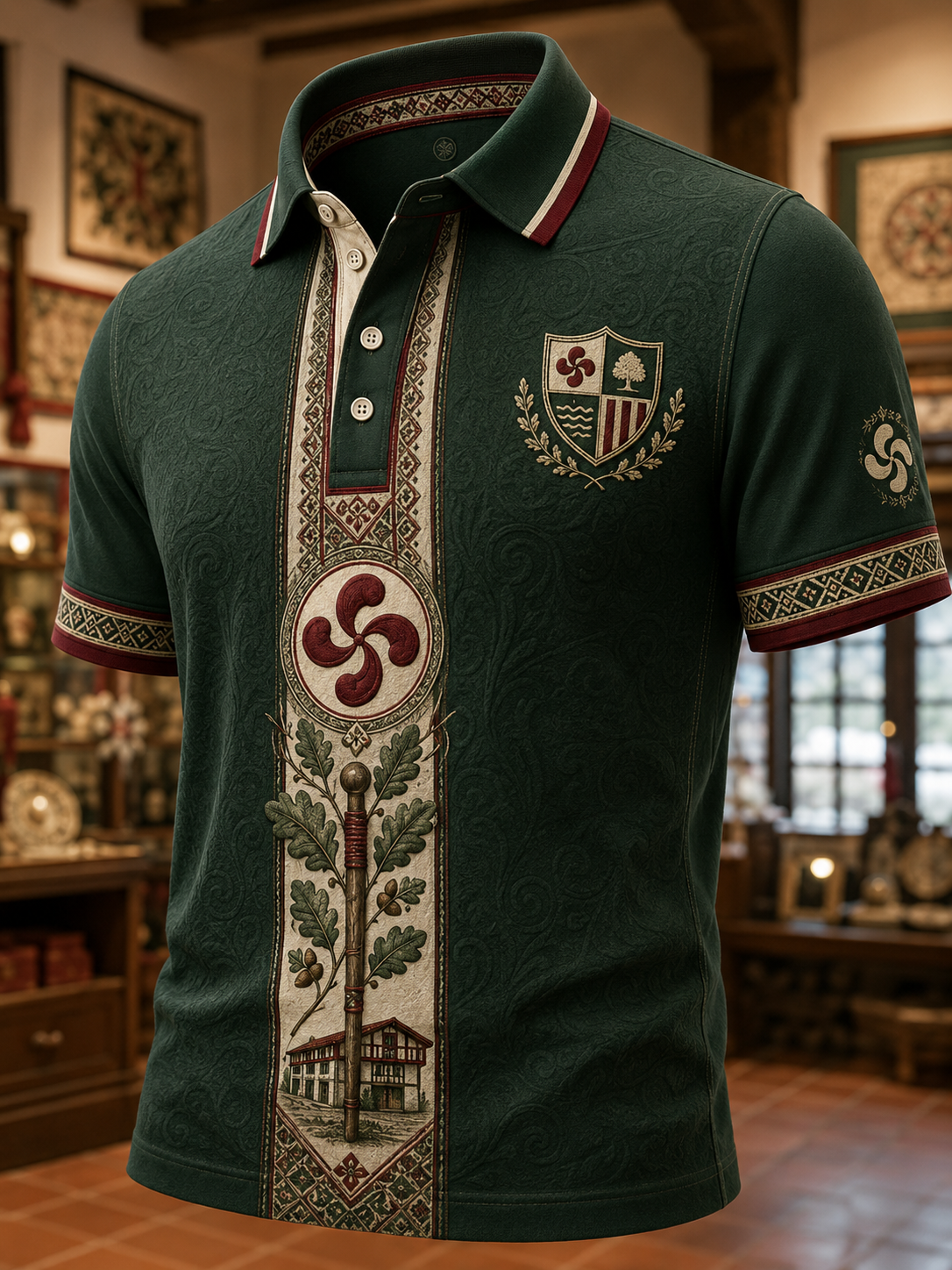 Camisa vasca de manga corta para hombre