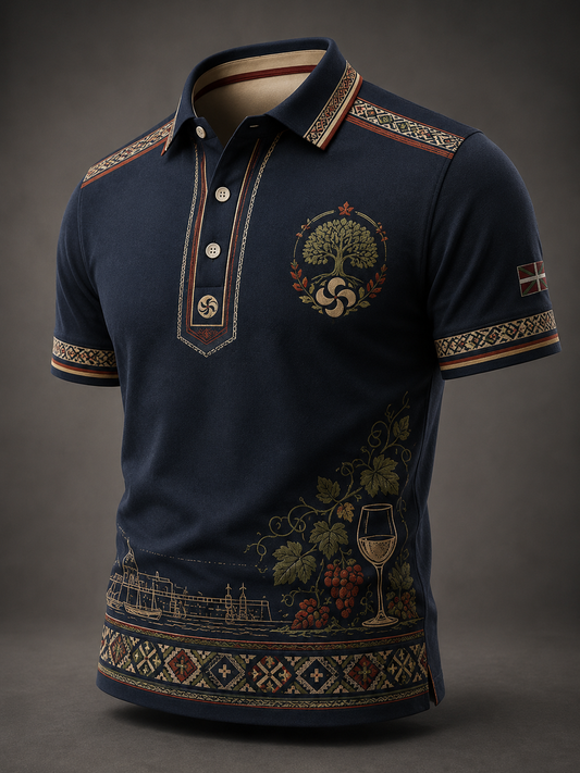 Camisa vasca de manga corta para hombre