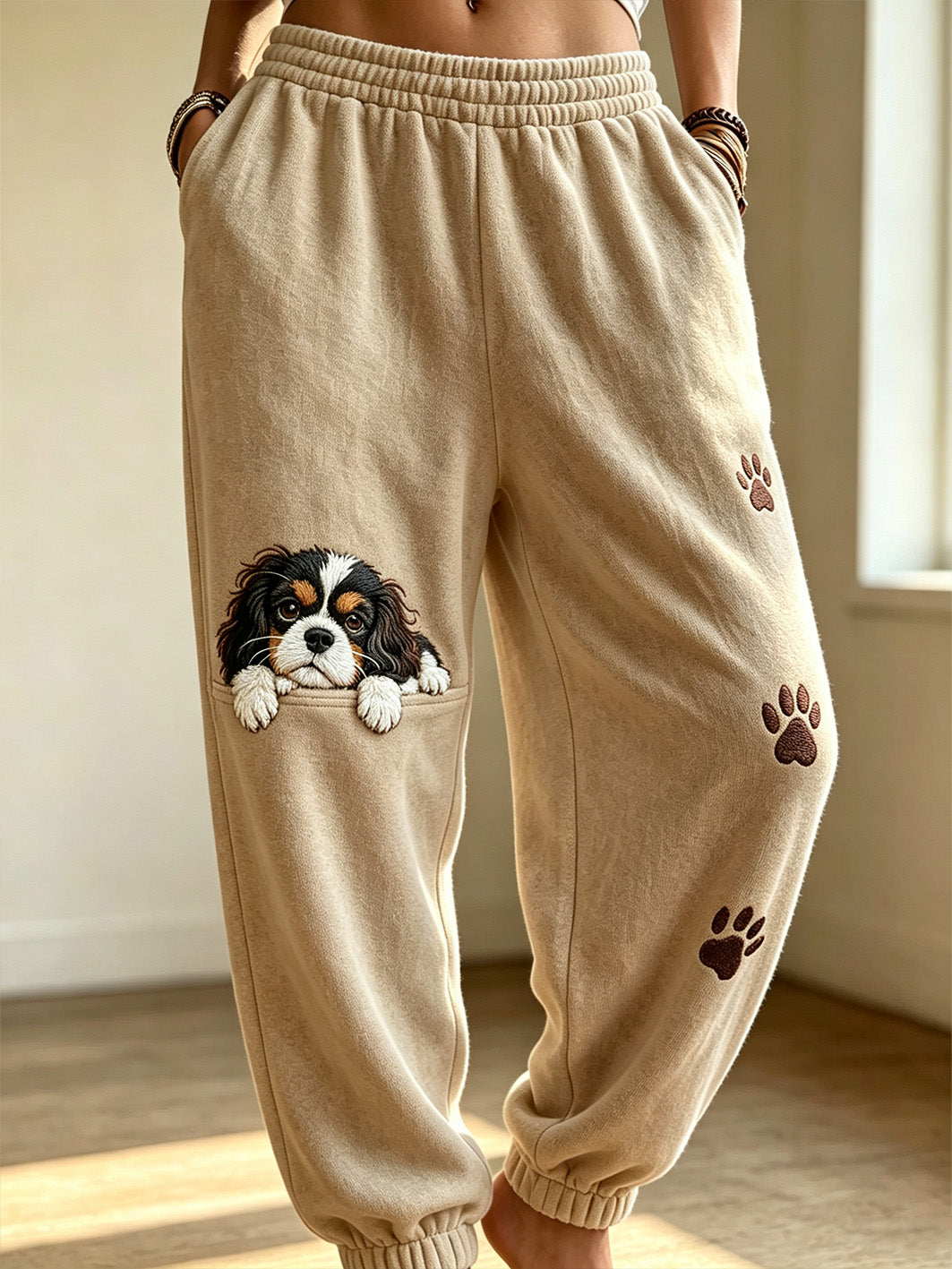Patrón lindo del perro de las mujeres Impreso Casual Sweatpants
