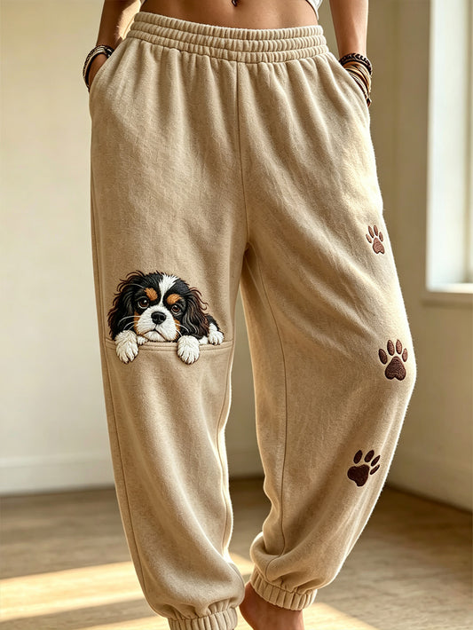 Patrón lindo del perro de las mujeres Impreso Casual Sweatpants