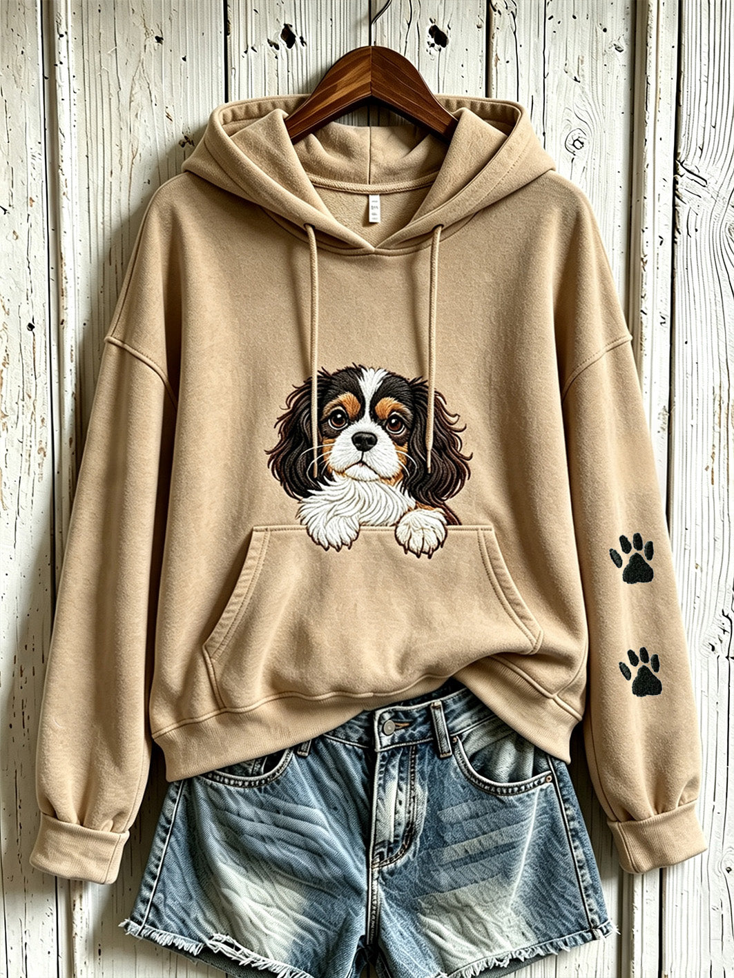 El patrón lindo del perro de las mujeres imprimió la sudadera con capucha ocasional