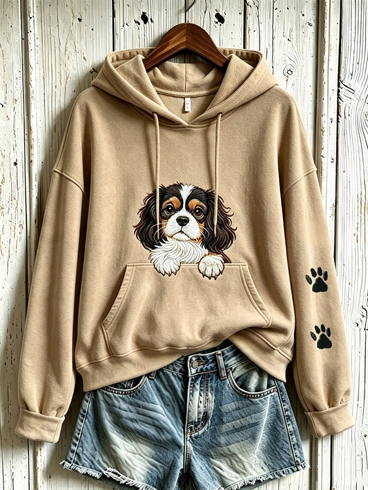 El patrón lindo del perro de las mujeres imprimió la sudadera con capucha ocasional