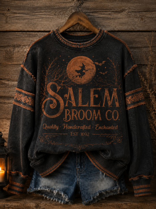 Sudadera estampada de la Compañía de Escobas Salem para mujer