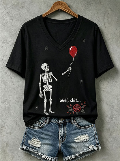 Camiseta gótica con calavera para mujer
