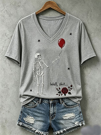 Camiseta gótica con calavera para mujer