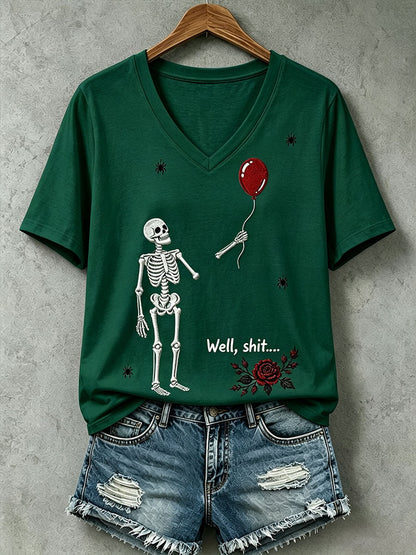 Camiseta gótica con calavera para mujer