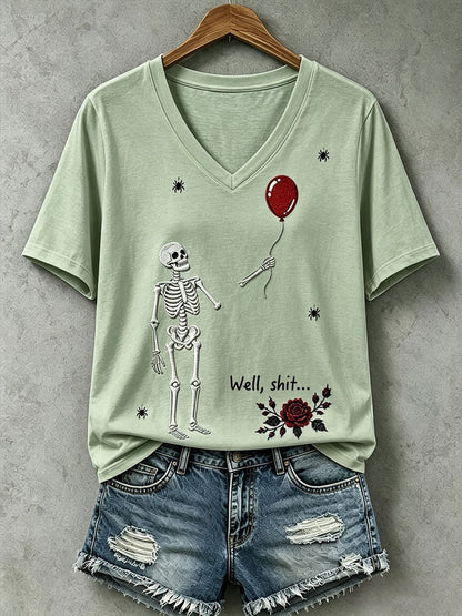 Camiseta gótica con calavera para mujer