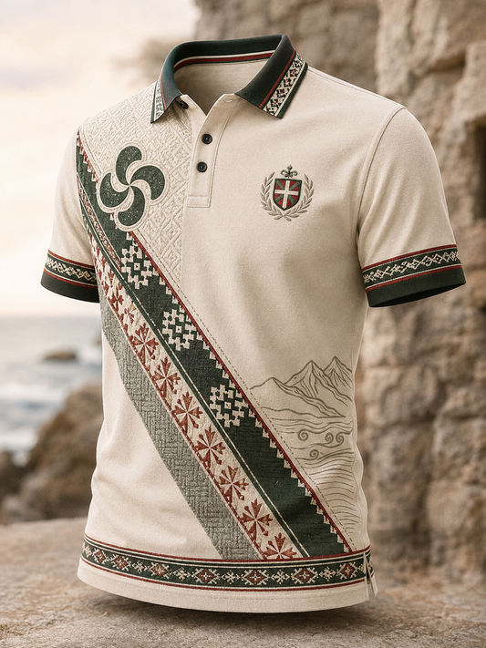 Camisa vasca de manga corta para hombre