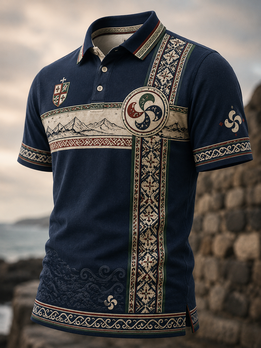 Camisa vasca de manga corta para hombre