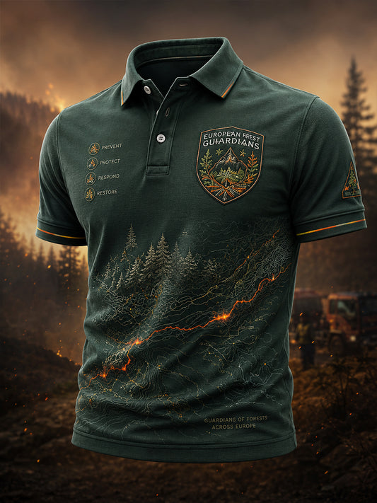 Camisa de manga corta para hombre con diseño de incendios forestales europeos