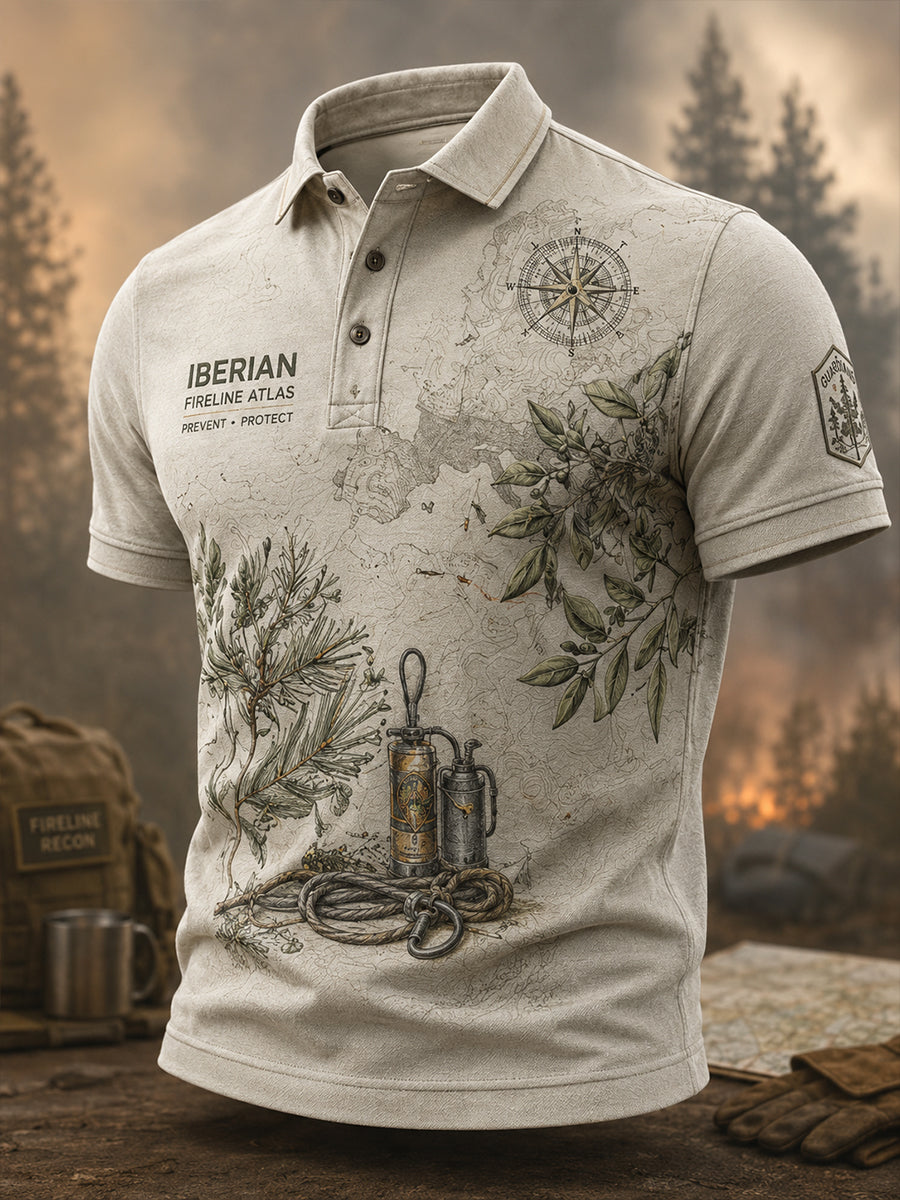 Camisa de manga corta para hombre con diseño de incendios forestales europeos