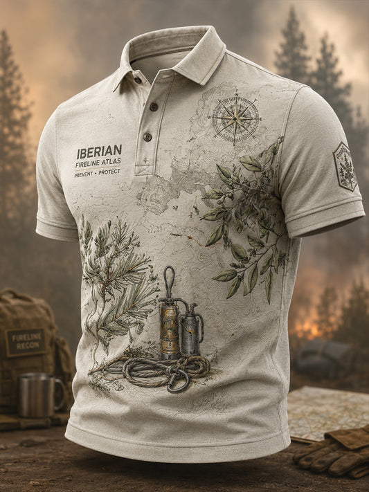 Camisa de manga corta para hombre con diseño de incendios forestales europeos