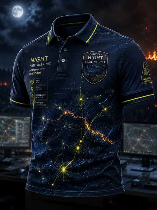 Camisa de manga corta para hombre con diseño de incendios forestales europeos